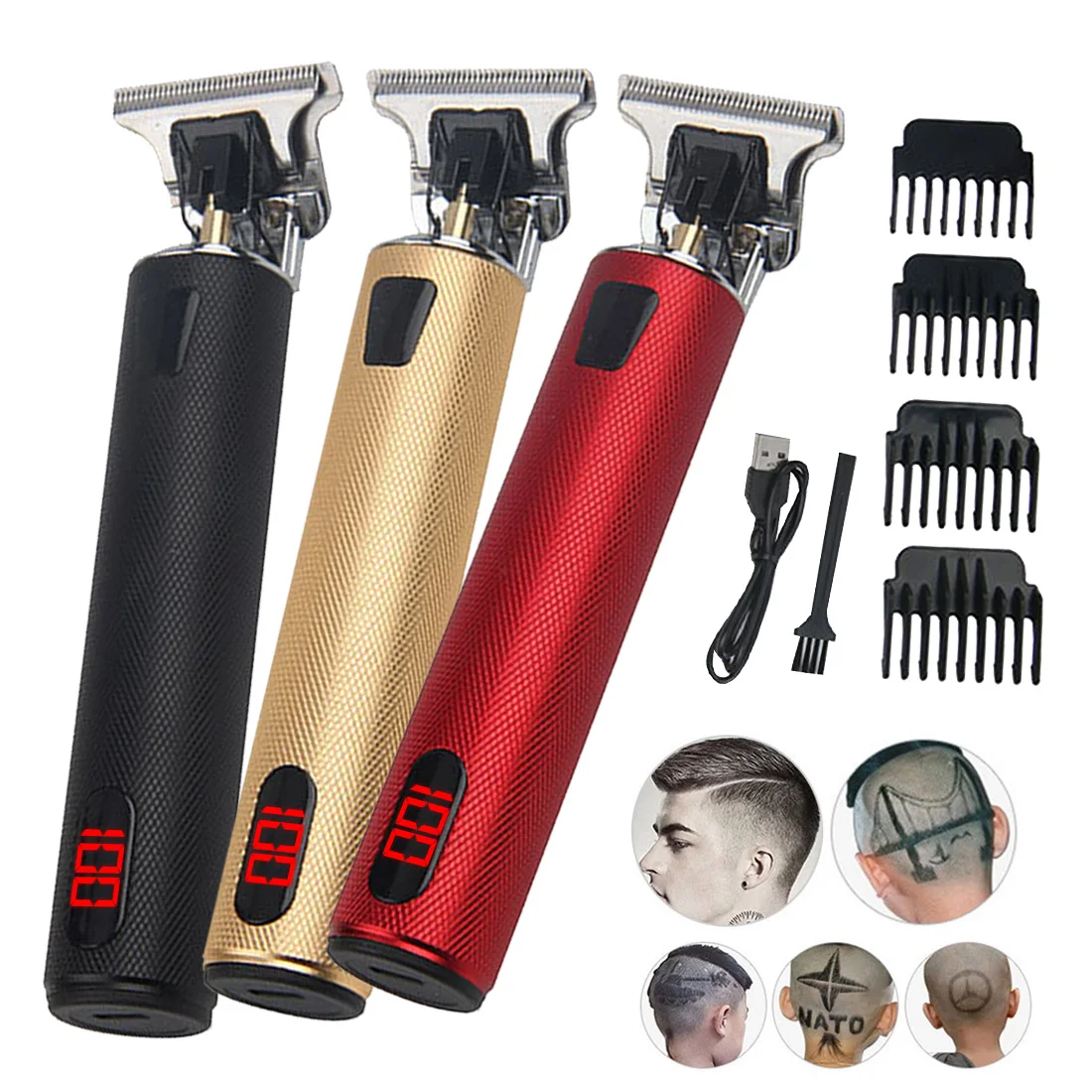 

2021 Professional Electric Hair Clipper Trimmer Digital LCD USB Rechargeable Men Shaver Beard Barber 0mm Hair Cutting Machine