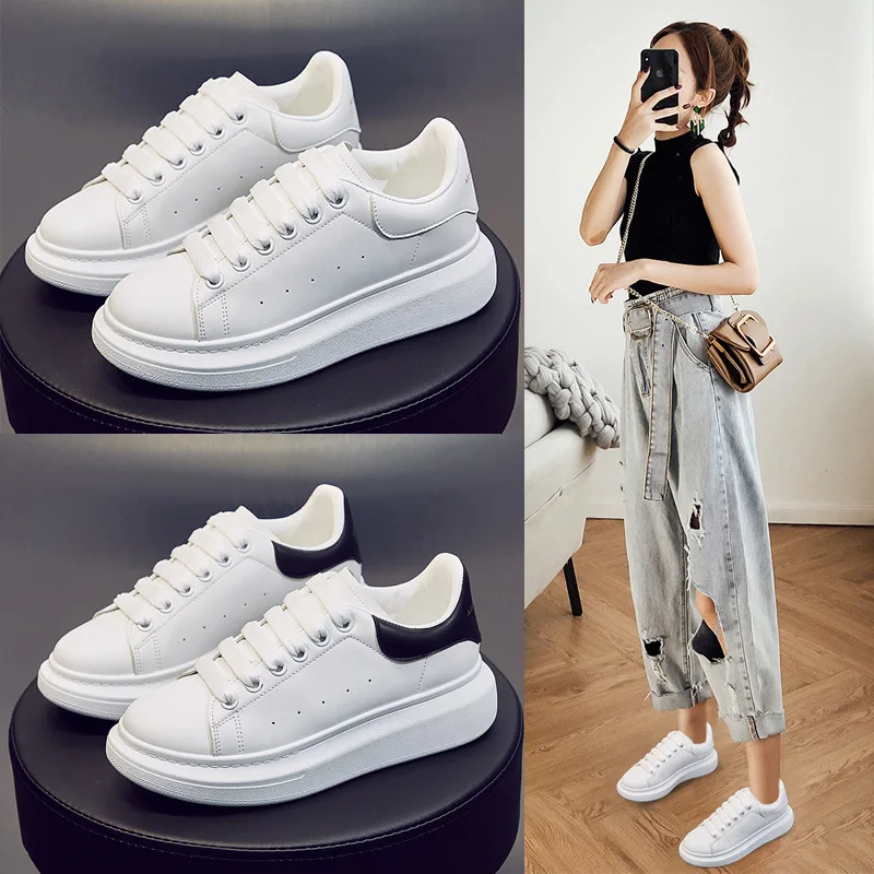 

Кроссовки женские весенние, белые, на вулканизированной платформе, 35-40