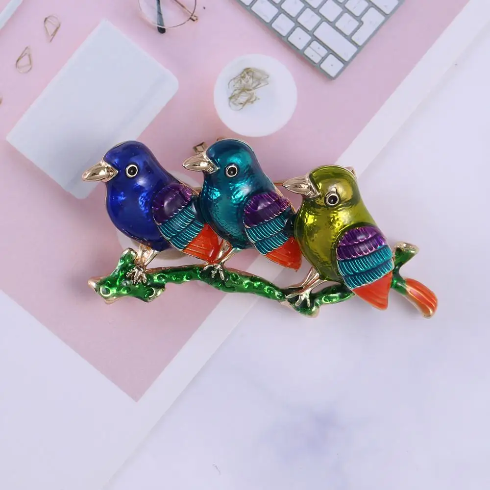 Мужская/женская брошь в форме птицы цветная эмалированная ветки сплав броши с