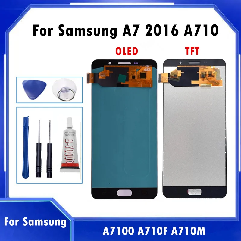 ЖК-дисплей OLED 5 дюйма для Samsung A7 2016 A710 A710F дисплей Galaxy с сенсорным экраном и