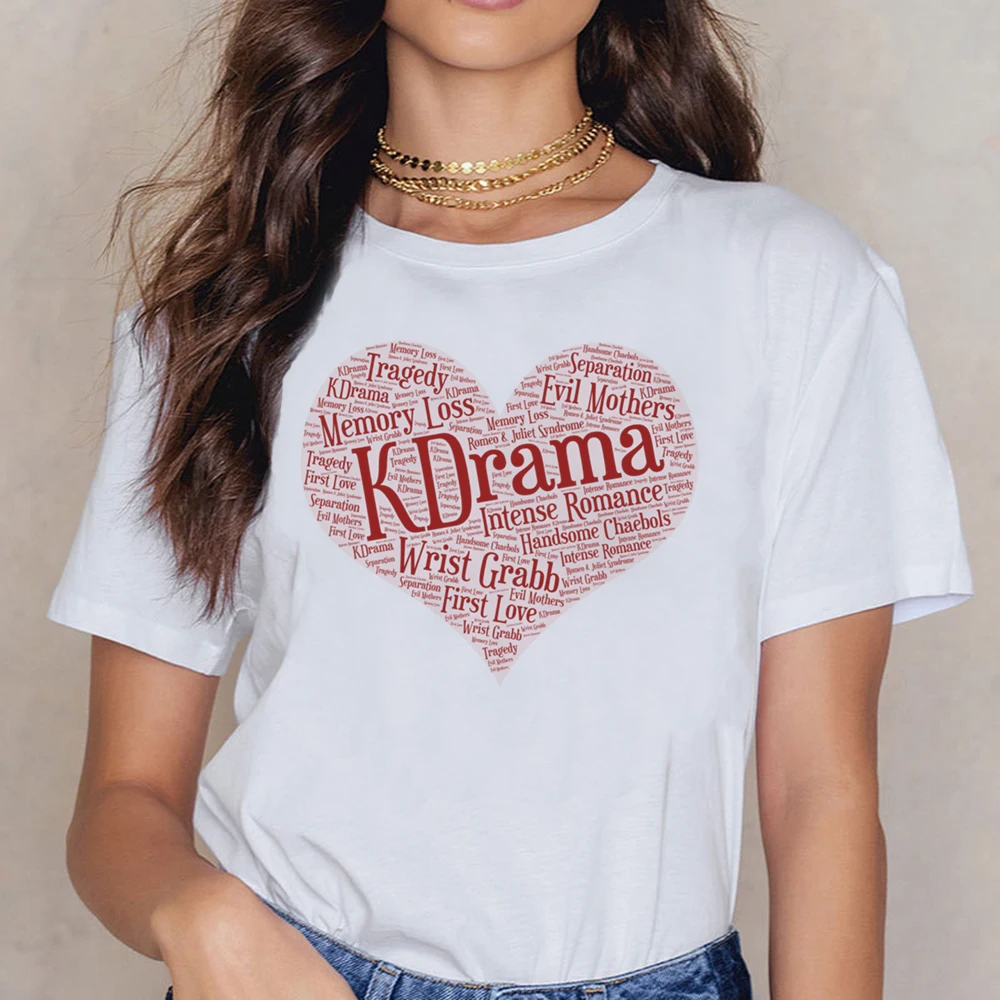Топы Футболка женская s Kdrama Love с длинными рукавами Джерси Fit надписи короткая