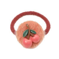 New autumn and winter net red tie hair rubber band cherry hair tie female hair rope color plush high elastic hair rope
