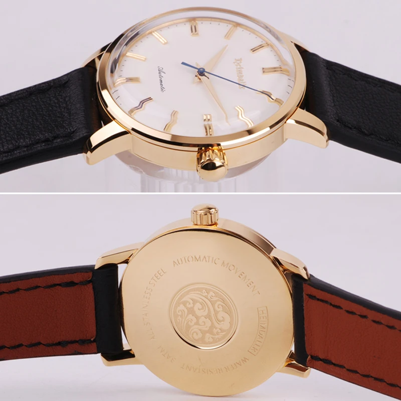 

Heimdallr Men's Classical Wrist Watch 44mm White Dial Golden Plated Japan Miyota 8215 Automatic Movement Mechanical Men's Watch