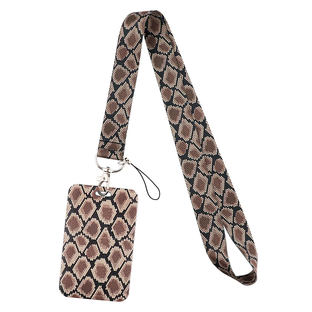 

24pcs/lot MD795 DMLSKY Horror Snake Skin Lanyard Keychain keys Badge ID Mobile Phone Rope Lanyard With Card Holder Cover