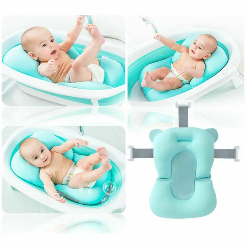

0-2Y Portable Baby Bath Tub Anti-slip Sponge Foam Pad Safety Enough Security Soft Pillow