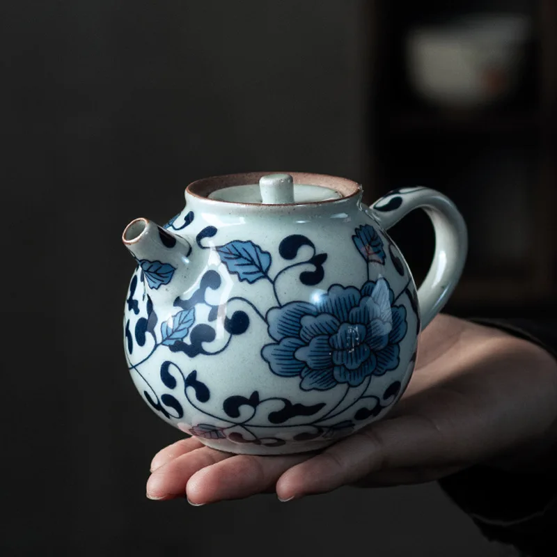 

Синий и белый фарфор Чай горшок ручной работы Керамика Чай горшок чайный набор кунг-фу Чай комплект маленькие тонкие горшок с ручкой Чай Ice ...