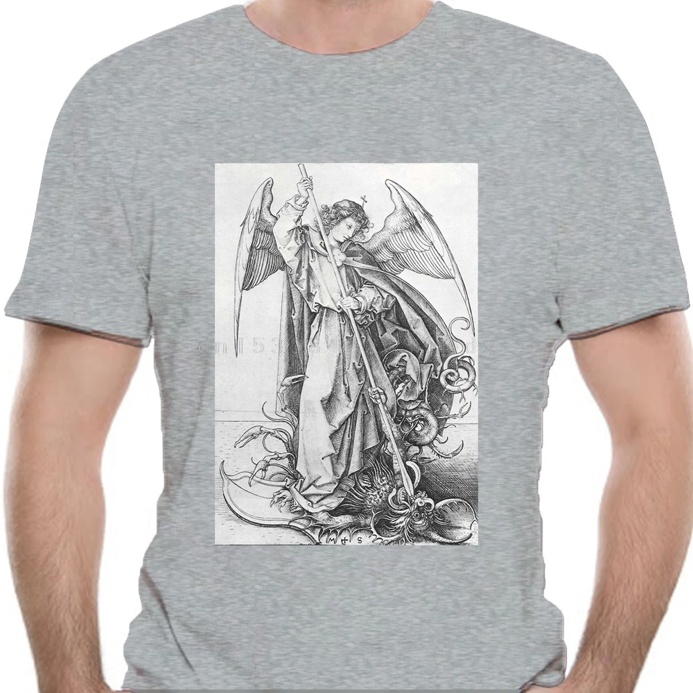 Saint Michael The Archangel Desytoy Devil 1469 White T-shirt Catholic Christiannew 2023 Fashion 100% Cotton For Man Tee Shirts
