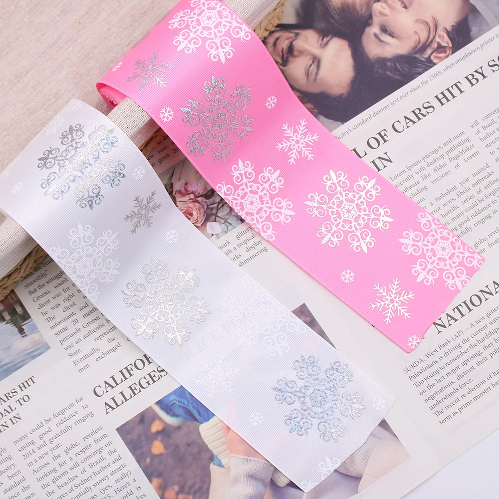 Новогодняя серия корсажные ленты в виде снежинок 3 дюйма (75 мм) 2 ярда аксессуары