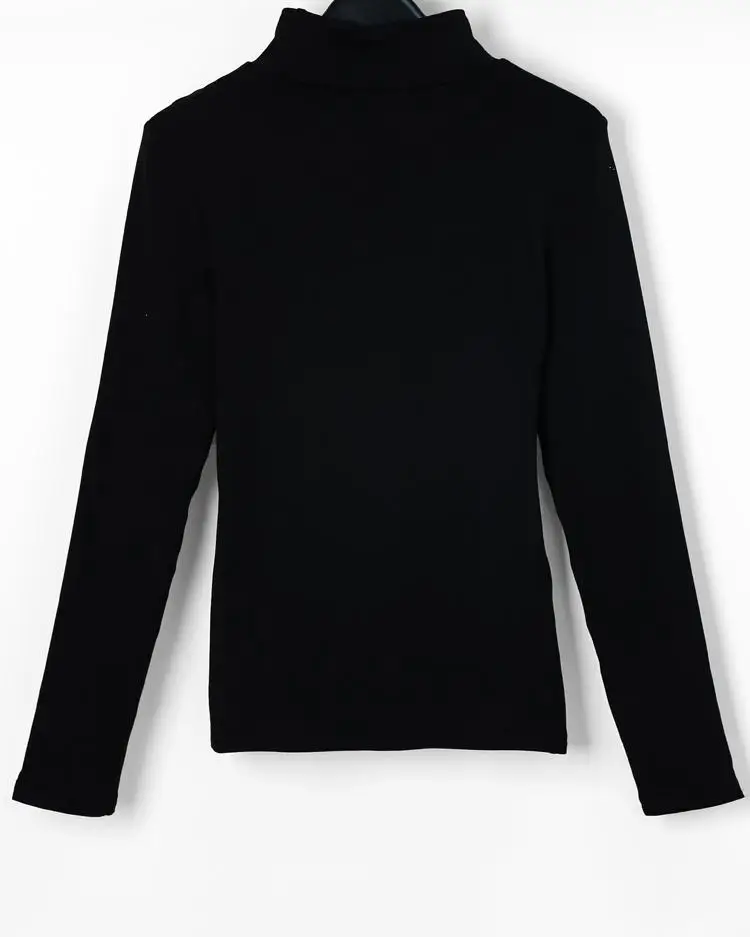 

Lace-Up Eyelet Hollow Out T-Shirt Women Solid Black Long Sleeve T Shirt Winter 2019 High Neck Basic Tops Fitness Mujer Blusa