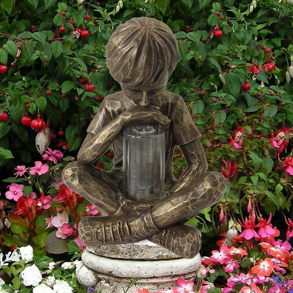 Смола Prodigy статуя открытый двор парка светодиодный светильник скульптура детей