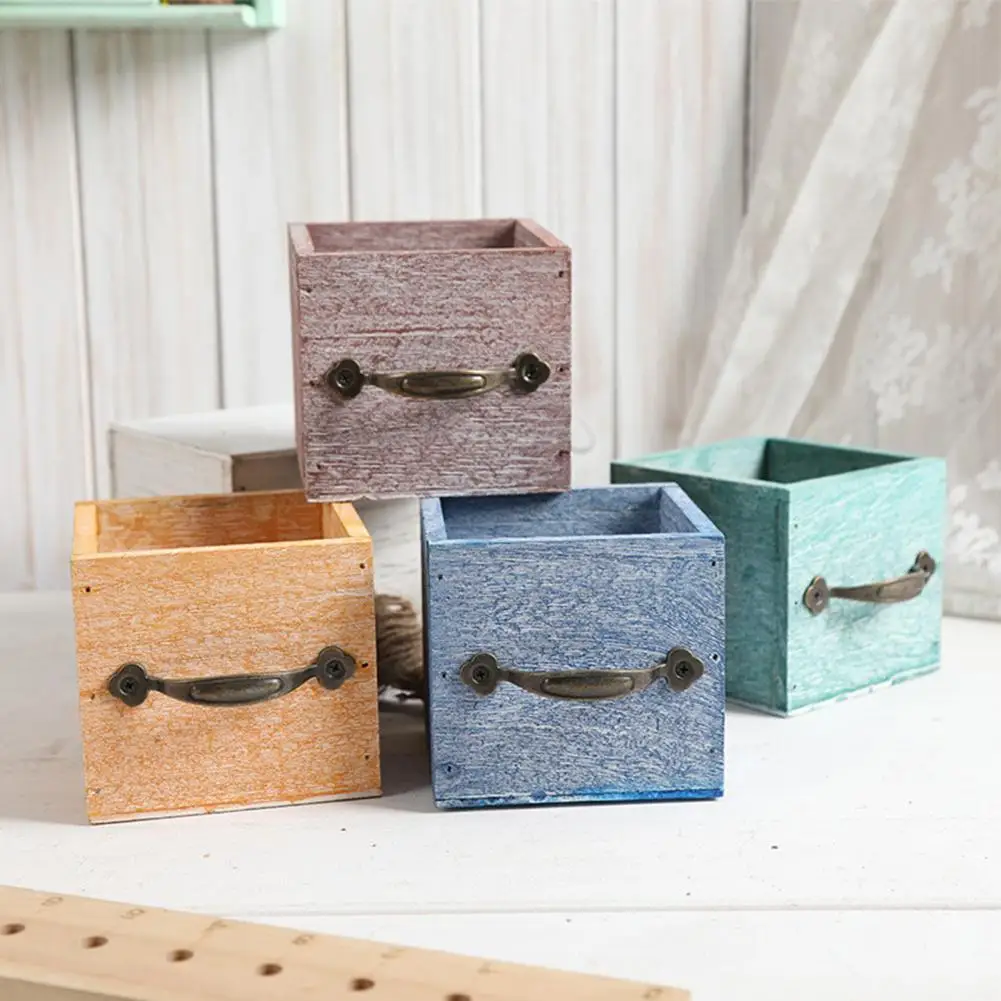 

Cube Decorative Flower Basket Reusable Wood Flower Arrangement Decorative Plant Pot Office Decor