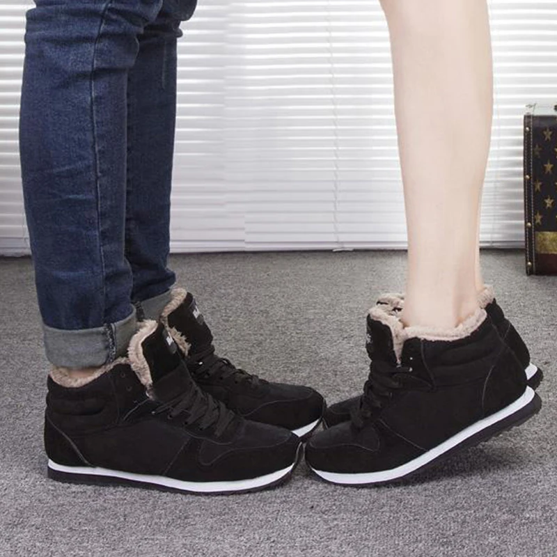 Winter Men's Casual Shoes Plus Size 46 47 Fashion Snow Boots Ankle Men Black Blue Walking Footwear Man Flat Plush Sneakers |