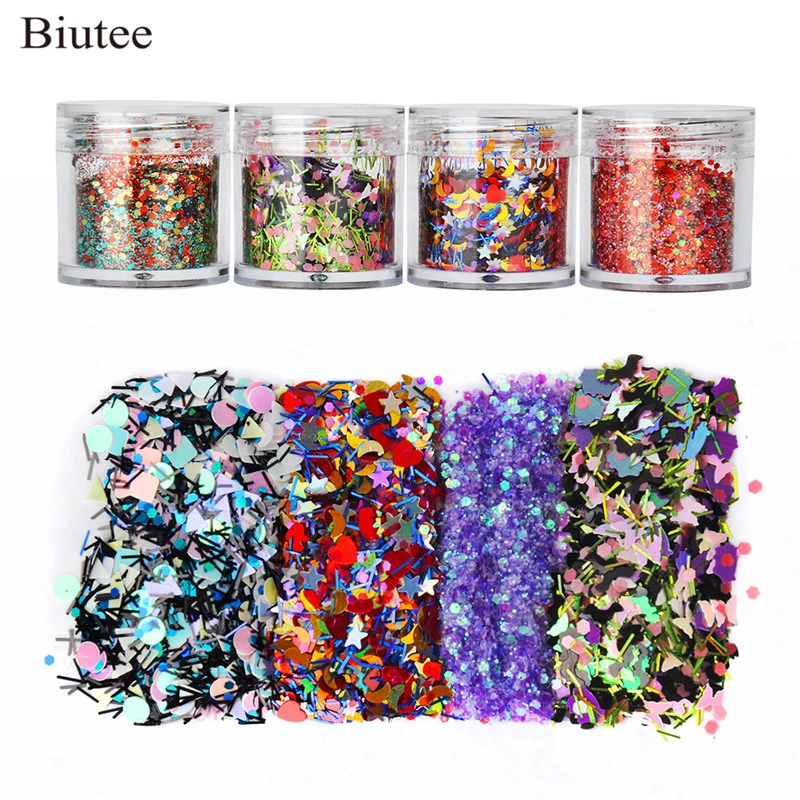 Набор для маникюра Biutee 8 шт./кор. цветной лак ногтей 3D хлопья блестки блестящий