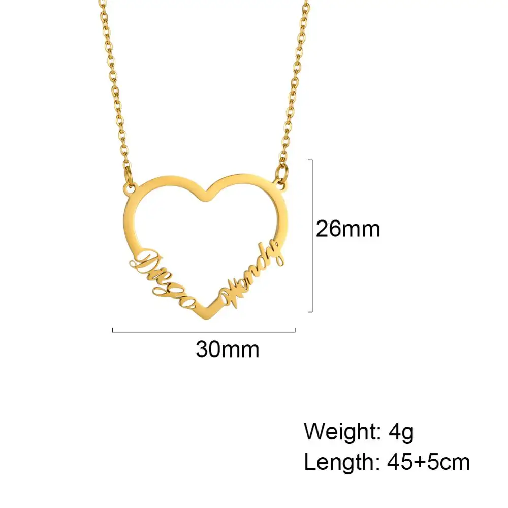 Ожерелье с именем на заказ в форме сердца подвеска именной табличкой из