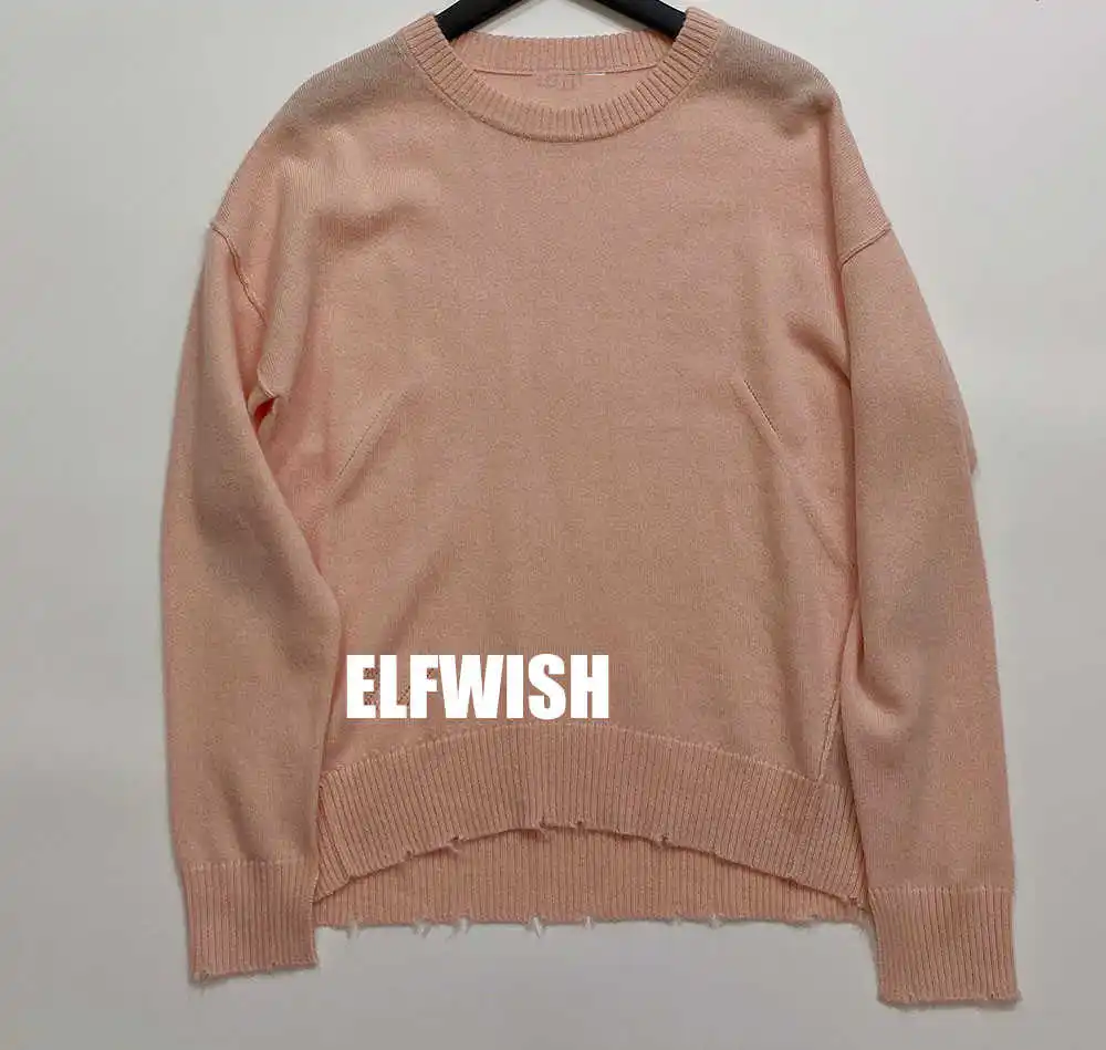 

Woman Grey Dark Green Cashmere Sweater Drop SHoulder FRAYED HEM Wide Sleeves with Star Patch Fashion Jumpers 2021