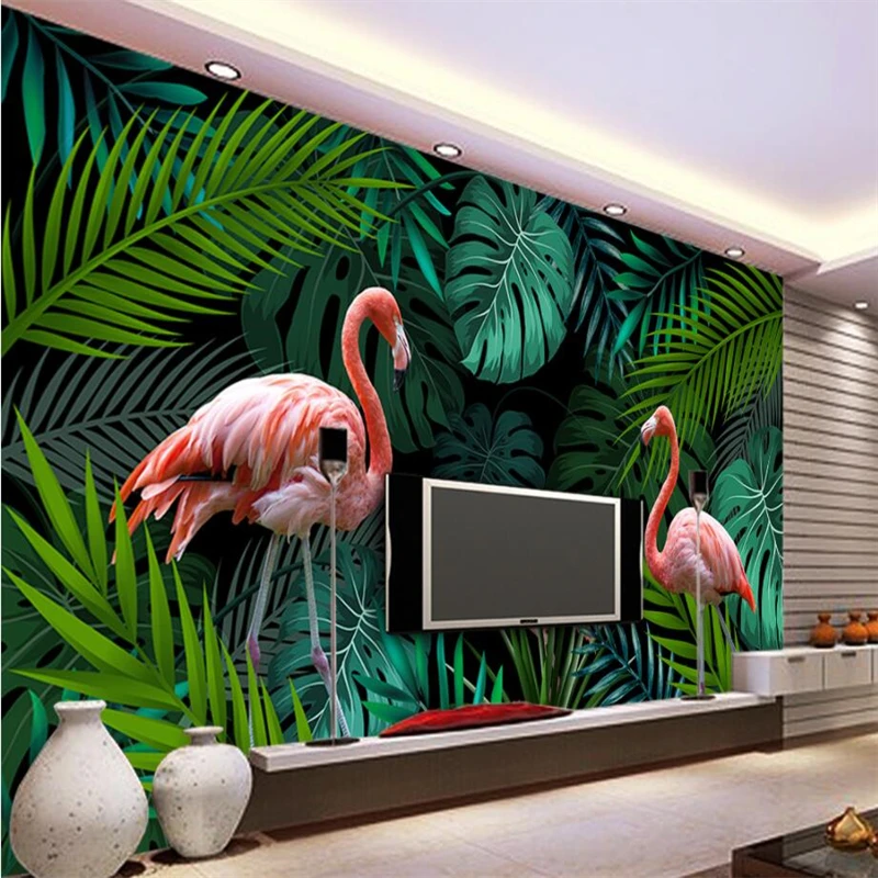 3D-обои 3d DBEIBEHANG ручная работа тропический лес фламинго обои для зала дивана