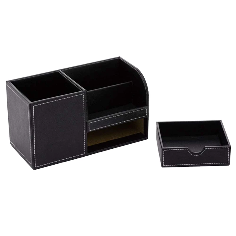 

Leather Desk Organizer Multifunctional Pen Container with Small Drawer,Pen/Pencil,Cell Phone,Remote Control Desktop