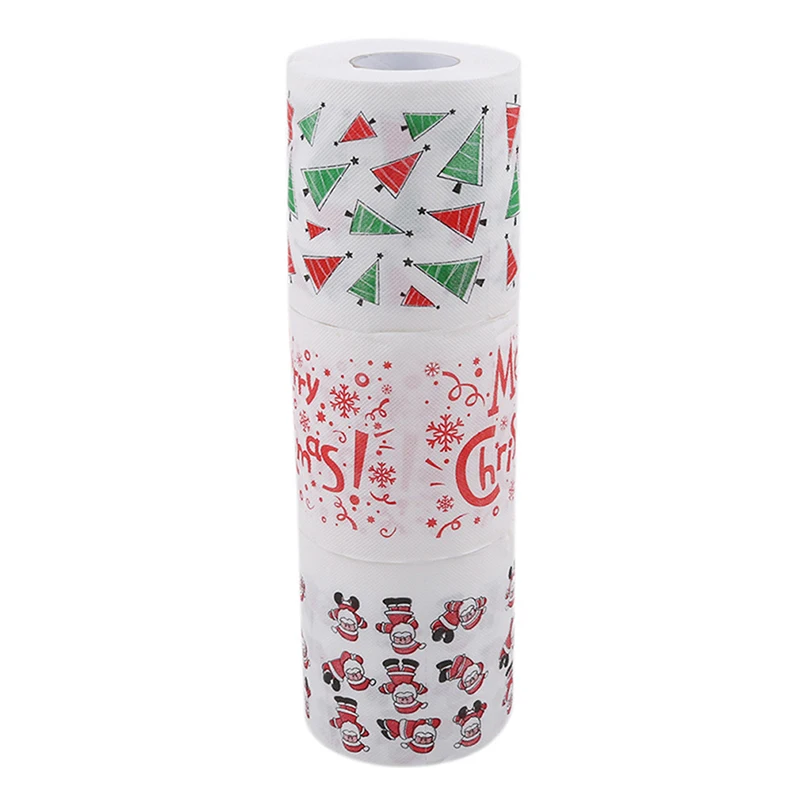

Tissue Roll Xmas Decor Rolling Paper New Fashion Santa Merry Christmas Patterns Toilet Paper Home Bath Living Room Toilet Paper
