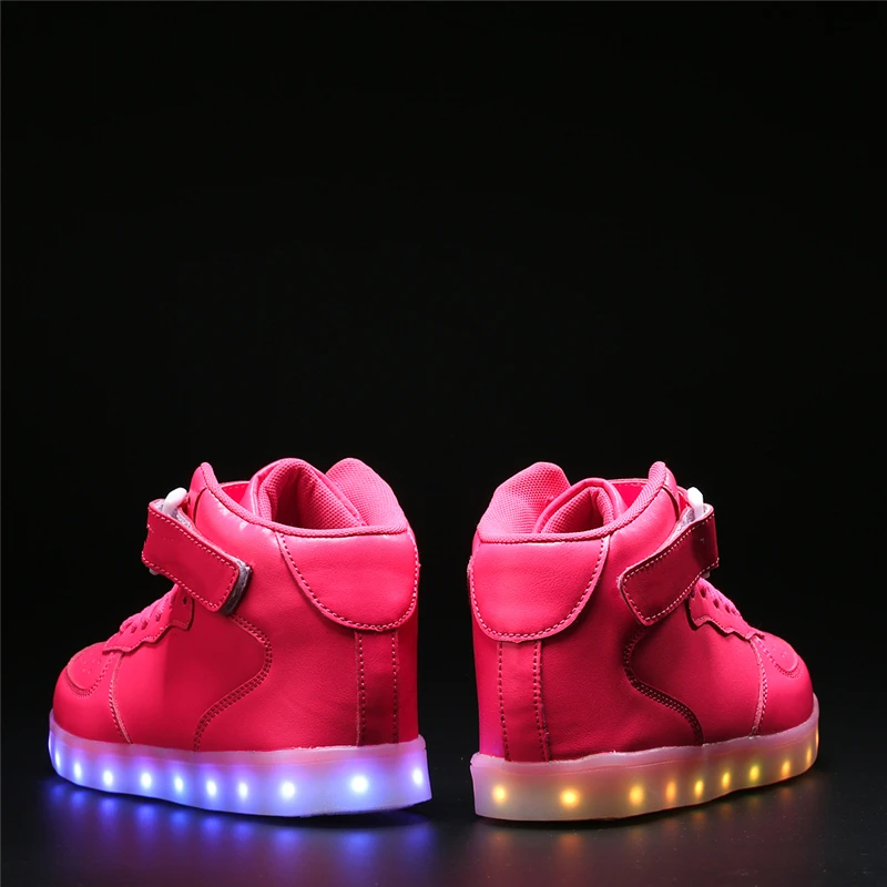 IGxx High Top LED Light Up Shoes For Kids Best Gift USB Charging Glowing Pink Girls Child Luminous Sneakers Boys | Детская одежда и