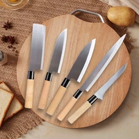 five piece japanese chef stainless steel knife set super sharp sliced sushi sashimi kitchen knife wooden handle knife