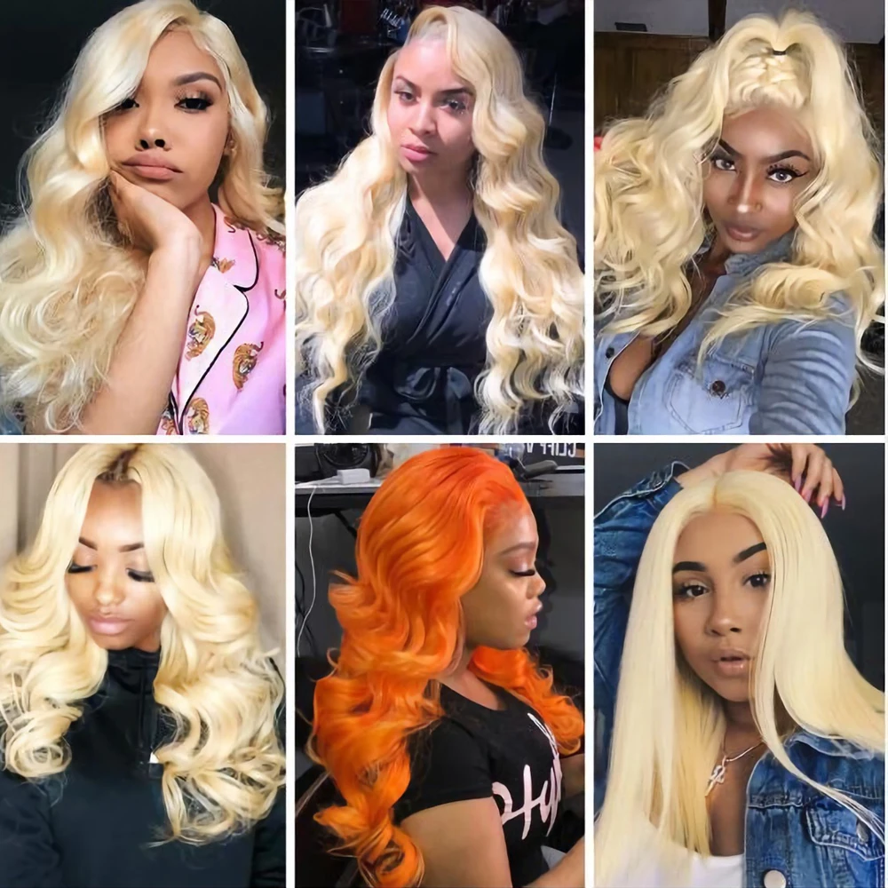 Body Wave 613 Bundles With Frontal Blonde Brazilian Human Hair Lace Closure 3 13x4 | Шиньоны и парики