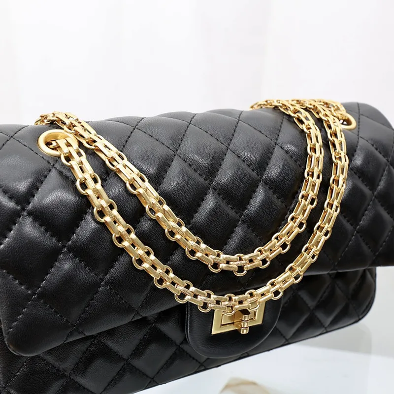 

Summer new luxury handbags high-end leather rhombus chain bag shoulder messenger bag 25cm