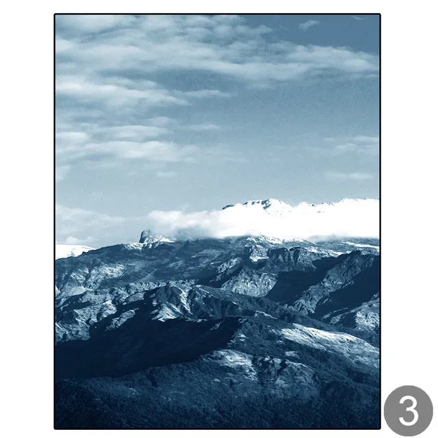 

Modern Canvas Painting Azure Sea Waves Surging Poster Nordic Minimalist Stitching Combination Living Room Decoration Poster