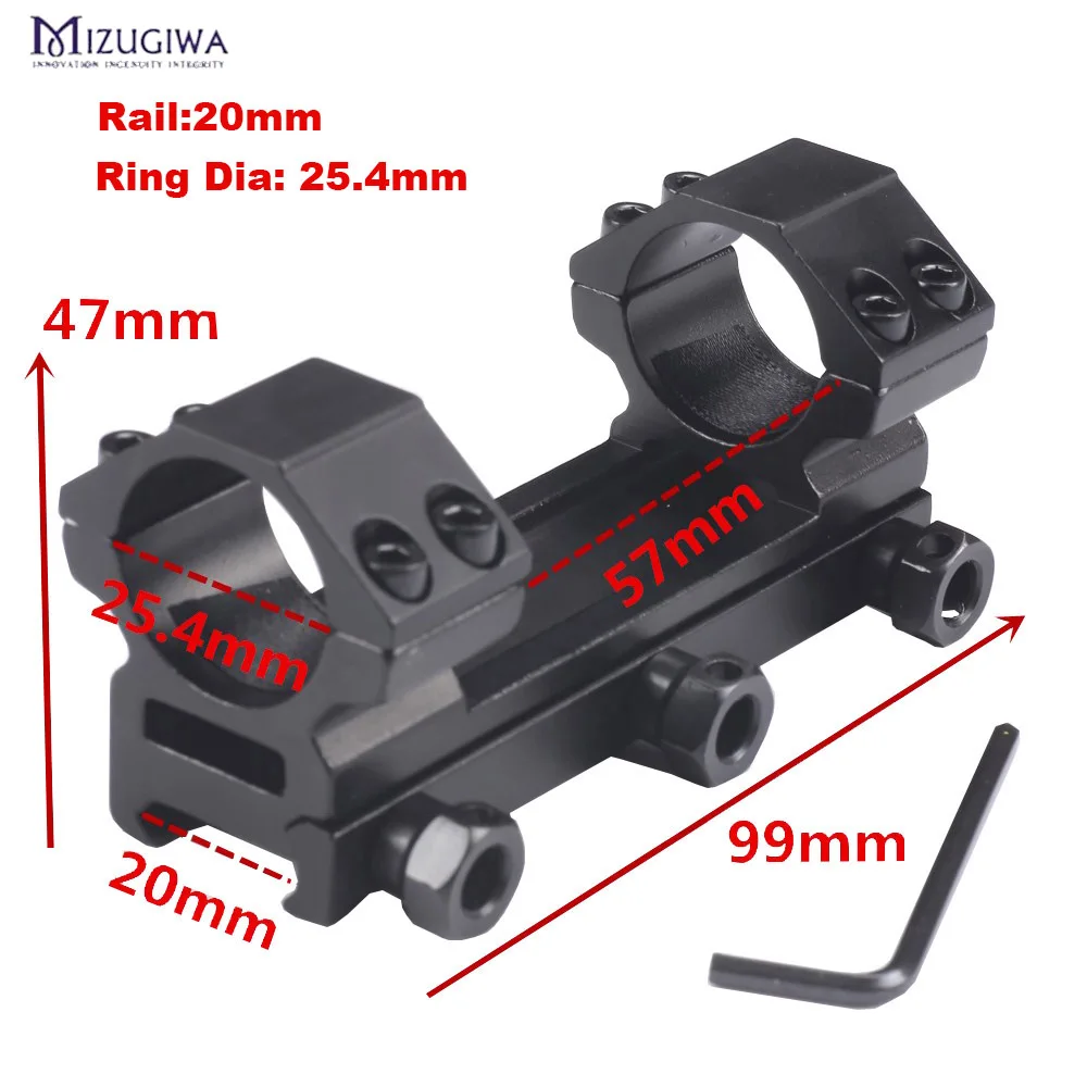Rail20mm Ring25.4mm MIZUGIWA Тактический цельный плоский Топ 30 мм двойное кольцо выше профиля прицела 20 мм рис Рельс Пикатинни для пневматической винтовки - Цвет: Rail20mm Ring25.4mm