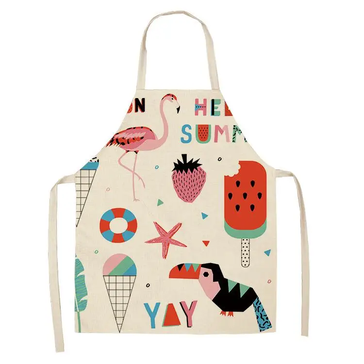 Kitchen Aprons Unisex Linen Animal Seris Bear Crocodile Print Dinner Cooking Bib Funny Pinafore Cleaning Apron WQ189 | Дом и сад
