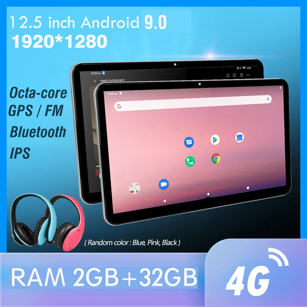 

12.5 inch Android 9 Car Headrest Monitor 1920*1280 video IPS Touch Screen GPS 4G WIFI/Bluetooth/USB/FM MP5 Video DC Player