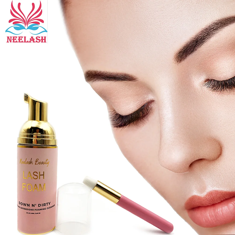 

NEELASH 60ml Lash Foam Cleanser Eyelash Extensions Brush Shampoo Kit Cleaning Lashes Lift Mousse Makeup Set Foaming