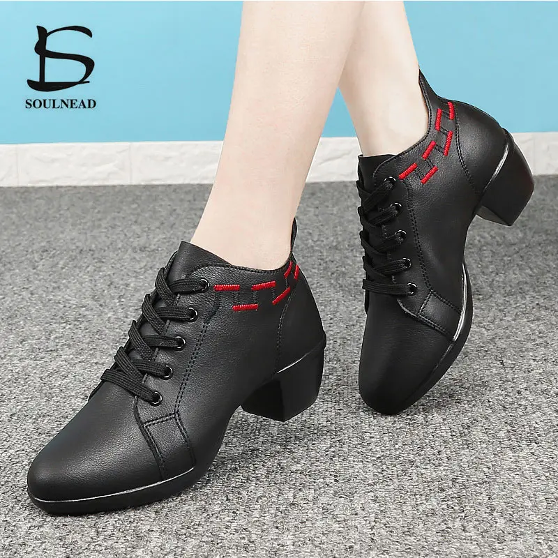 Latin Dance Shoes Female Sneakers SHOES Profession Ballroom Shoe Modern Soft Cowhide Premium Oxford Heel 5cm Woman's Jazz Shoes