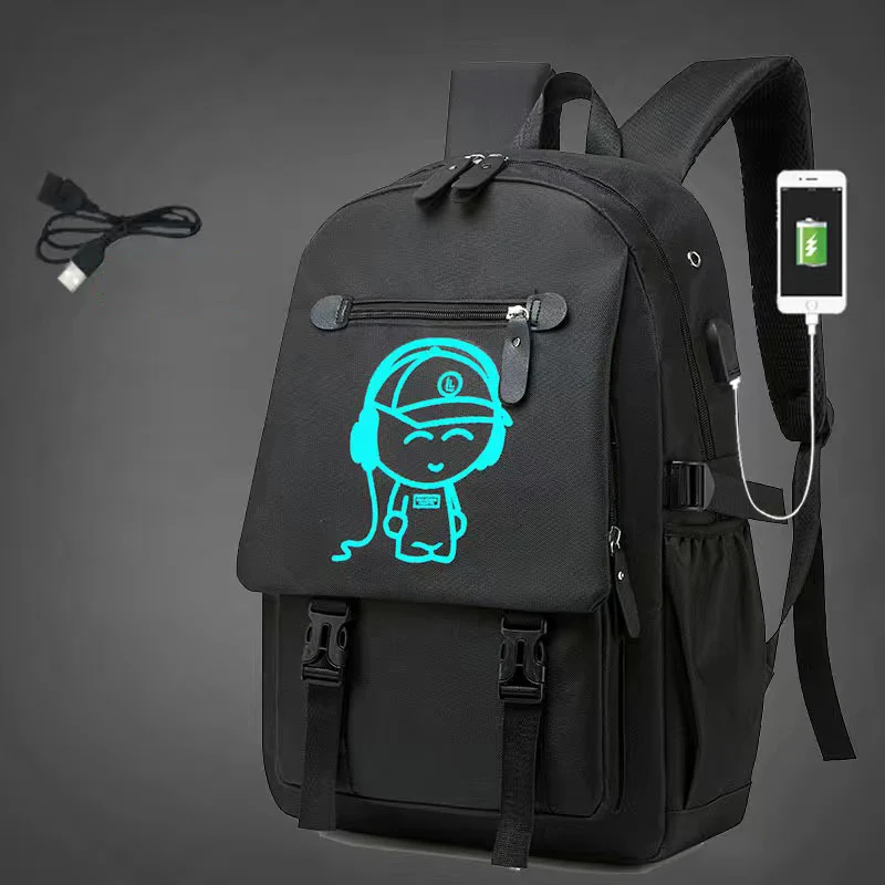 

USB Charge Anime Luminous 2020 New Unisex Schoolbag For Teenagers Backpack to schoolbag Student for boys girls mochila escolar