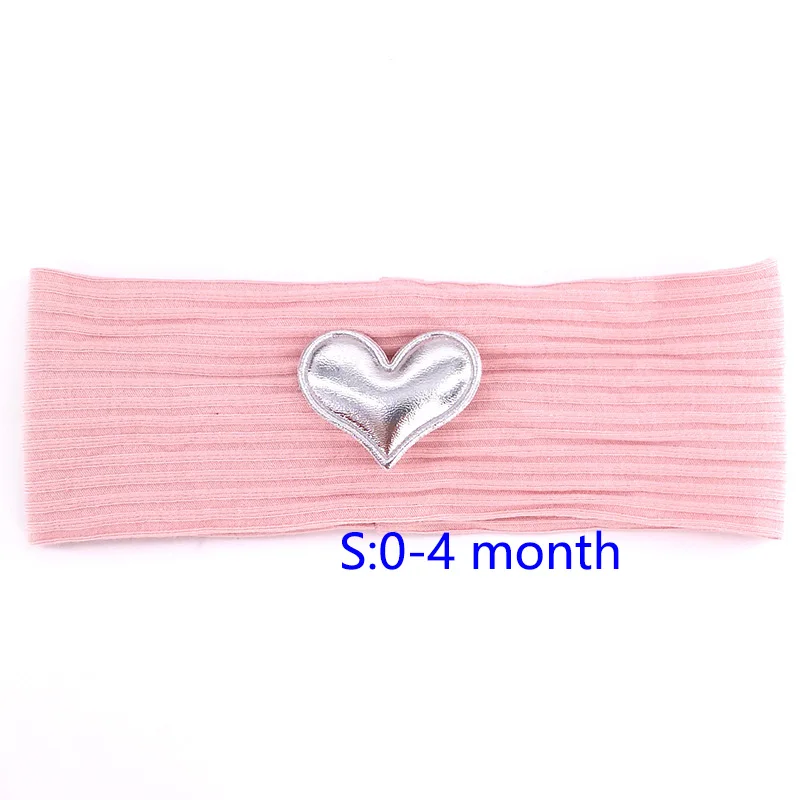 pink S Y Мягкая повязка на голову из хлопка с сердечком для новорожденных девочек, летняя эластичная повязка на голову в рубчик, аксессуары для волос в виде тюрбана, подарки для новорожденных - Цвет: pink S Y