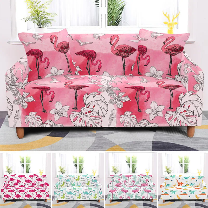 

Flamingo Animal Design Combination Sofa Cover Elastic For Living Room Decor Single/Two/Three/Four Seat Full Wrapped Slipcovers
