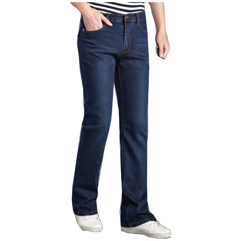 Men's classic Japanese and Korean high waist pants blue flared jeans type