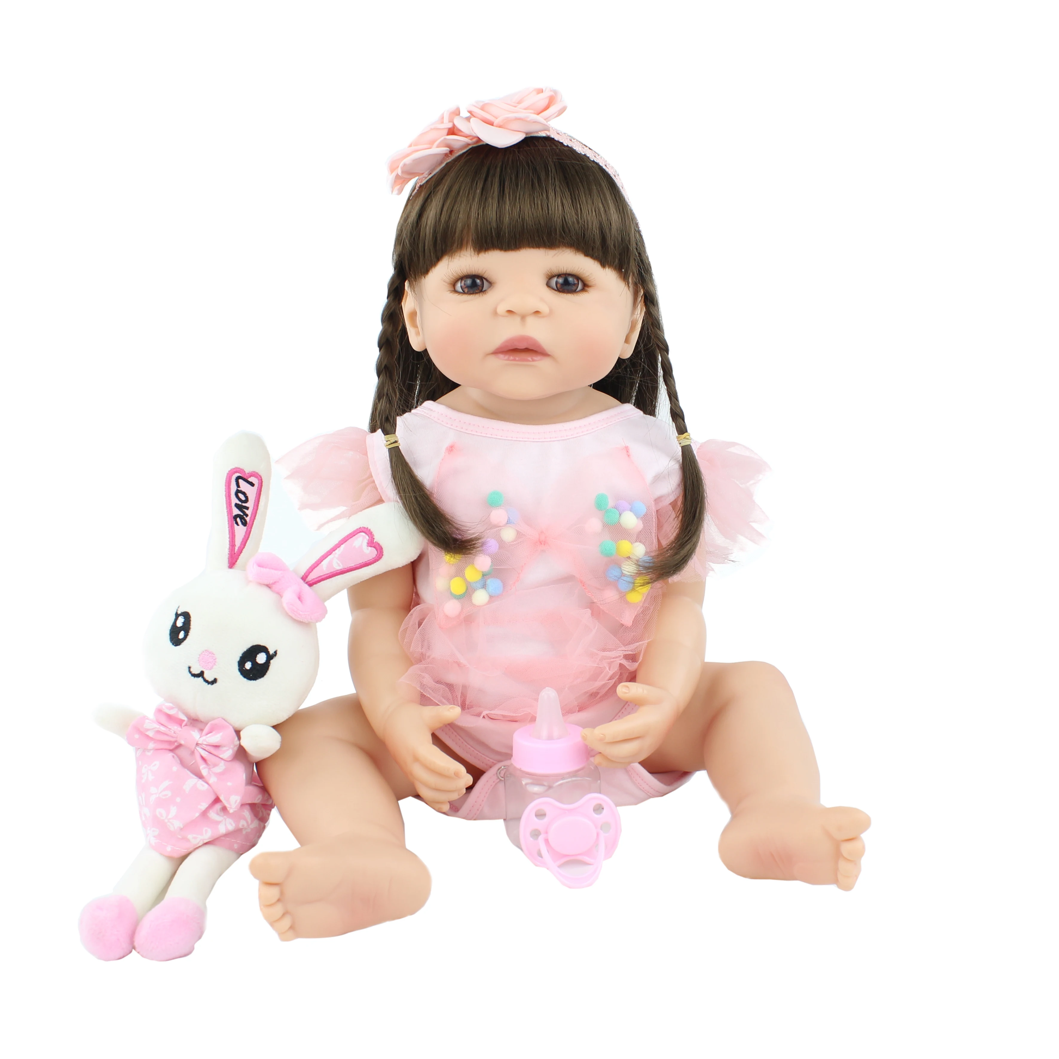55cm Full Silicone Reborn Baby Doll Toy For Girl Boneca Vinyl Newborn Babies Princess Toddler Bebe Alive Kid Birthday Xmas Gift | Игрушки и