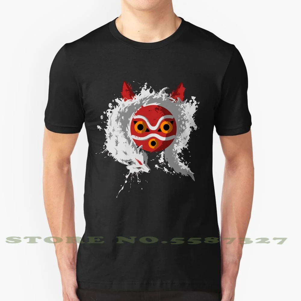 Модная футболка с изображением маски принцессы волка Мононоке Миядзаки Хаяо
