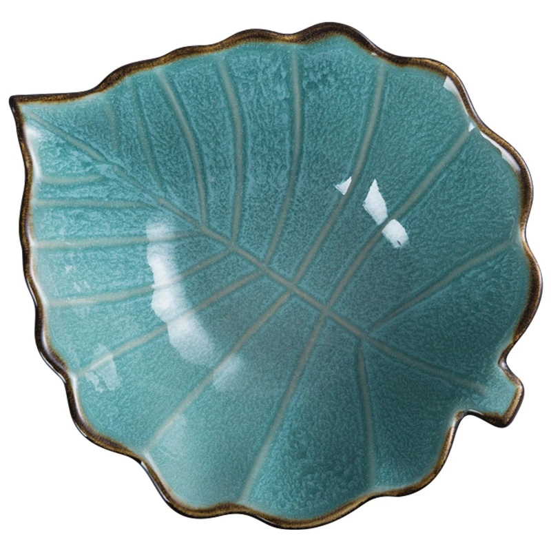 

Creative Porcelain plates Breakfast Steak Plate underglaze leaf-shape Dish Ceramic Dinner Plates Tableware Bowl and plate