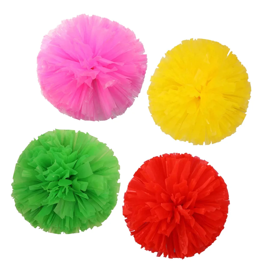 

4pcs Reusable Matte Cheering Poms Spirited Fun Cheerleading Pom Poms Kit Colorful Cheer Props with Ring for Performance Competit