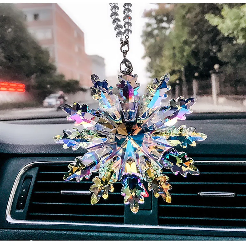 Top Quality K9 Crystal Snowflake Chandelier Pendant Window Suncatcher Glass Christmas Tree Ornaments Hanging Or Car Decoration