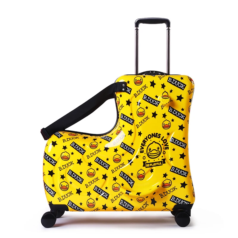 24 дюймов багаж маленькая Желтая утка дети могут ездить мультфильм Дорожный