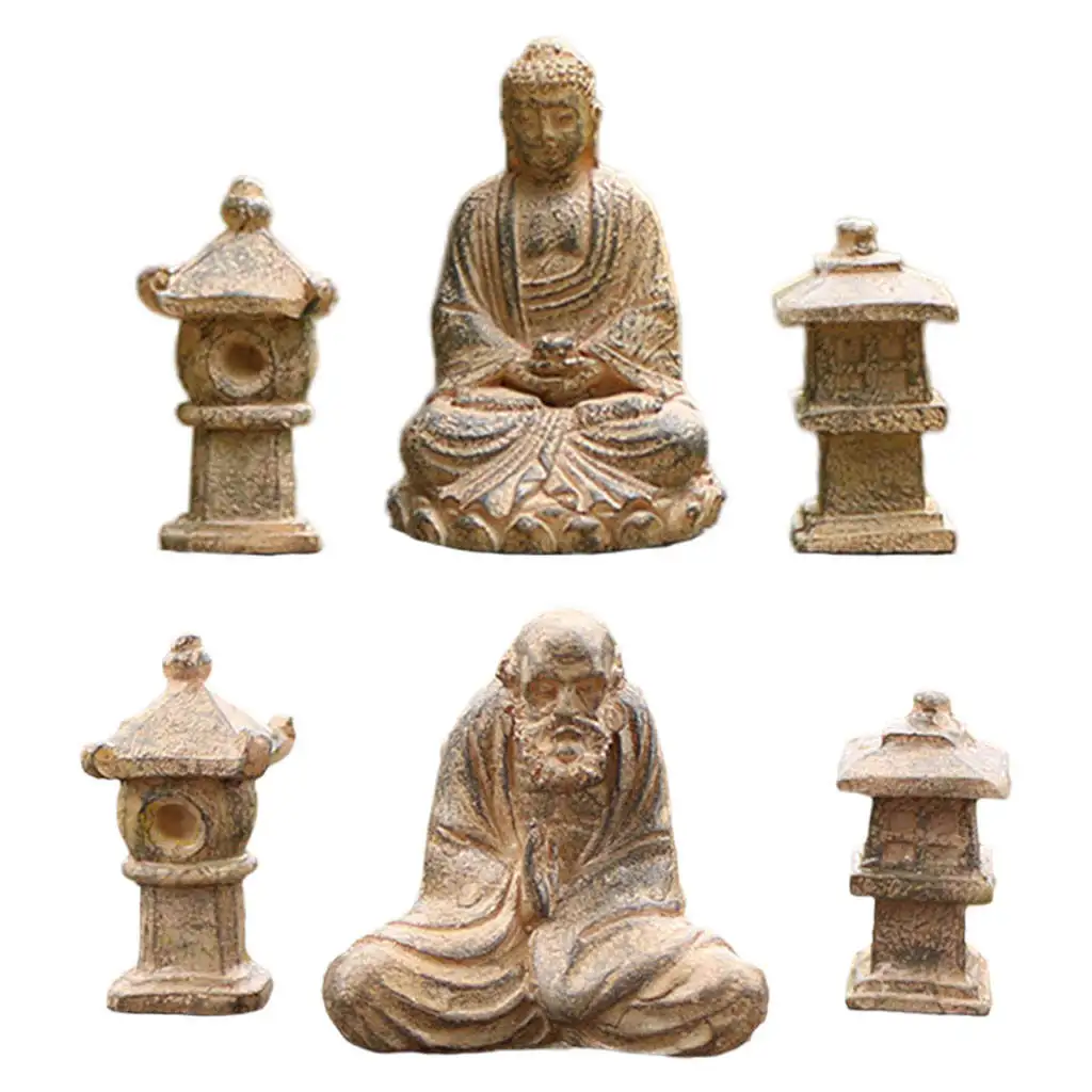 

Resin Buddha Sculpture Decorative Garden Ornaments Creative Small DIY Accessories for Courtyard Garden Living Room Patio Lawn