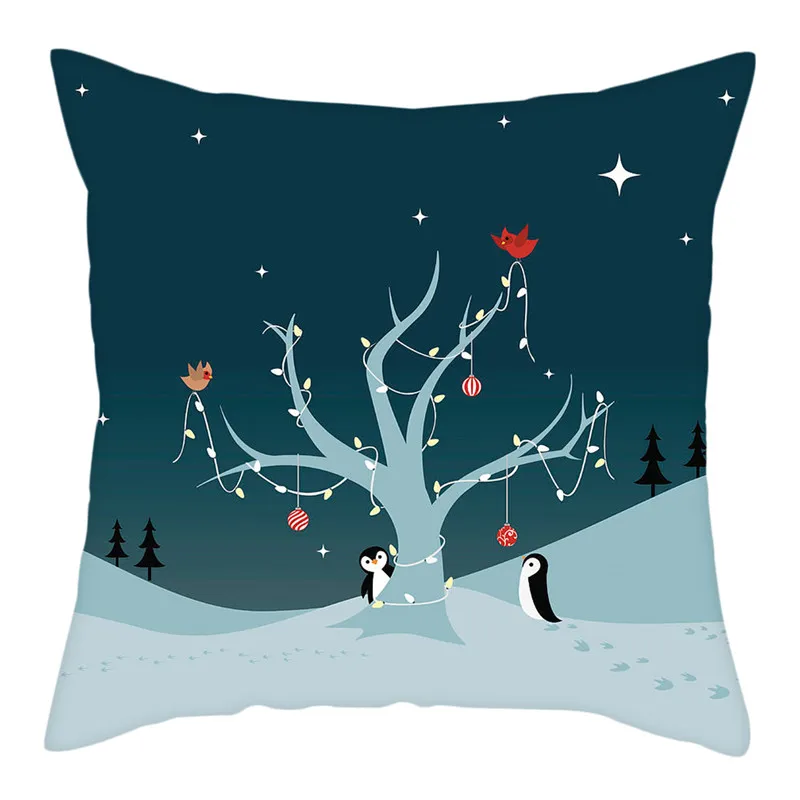 

Fuwatacchi Merry Christmas Animals Cushion Cover Snowman Pillowcases Home Decorations White Pillows Cover for Sofa Seat 45x45cm