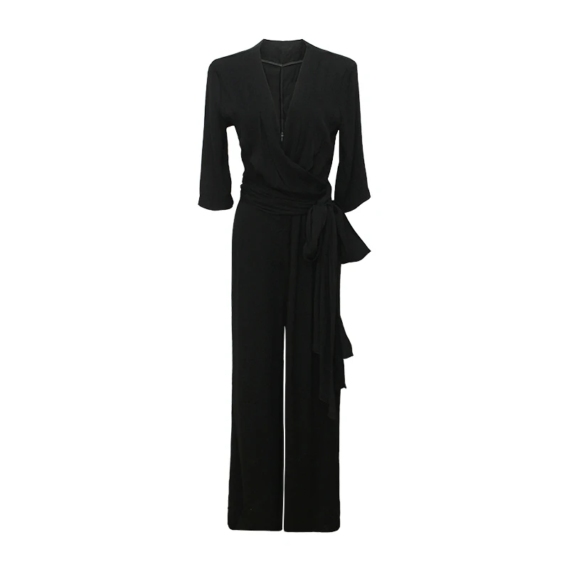 Женский комбинезон для работы и офиса модные сексуальные широкие штаны с поясом