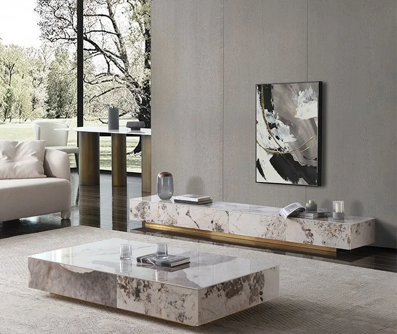 

Living Room Center Table Legs Coffee Table Side Table Marble Top Luxury marble coffee table Smart glass round coffee table