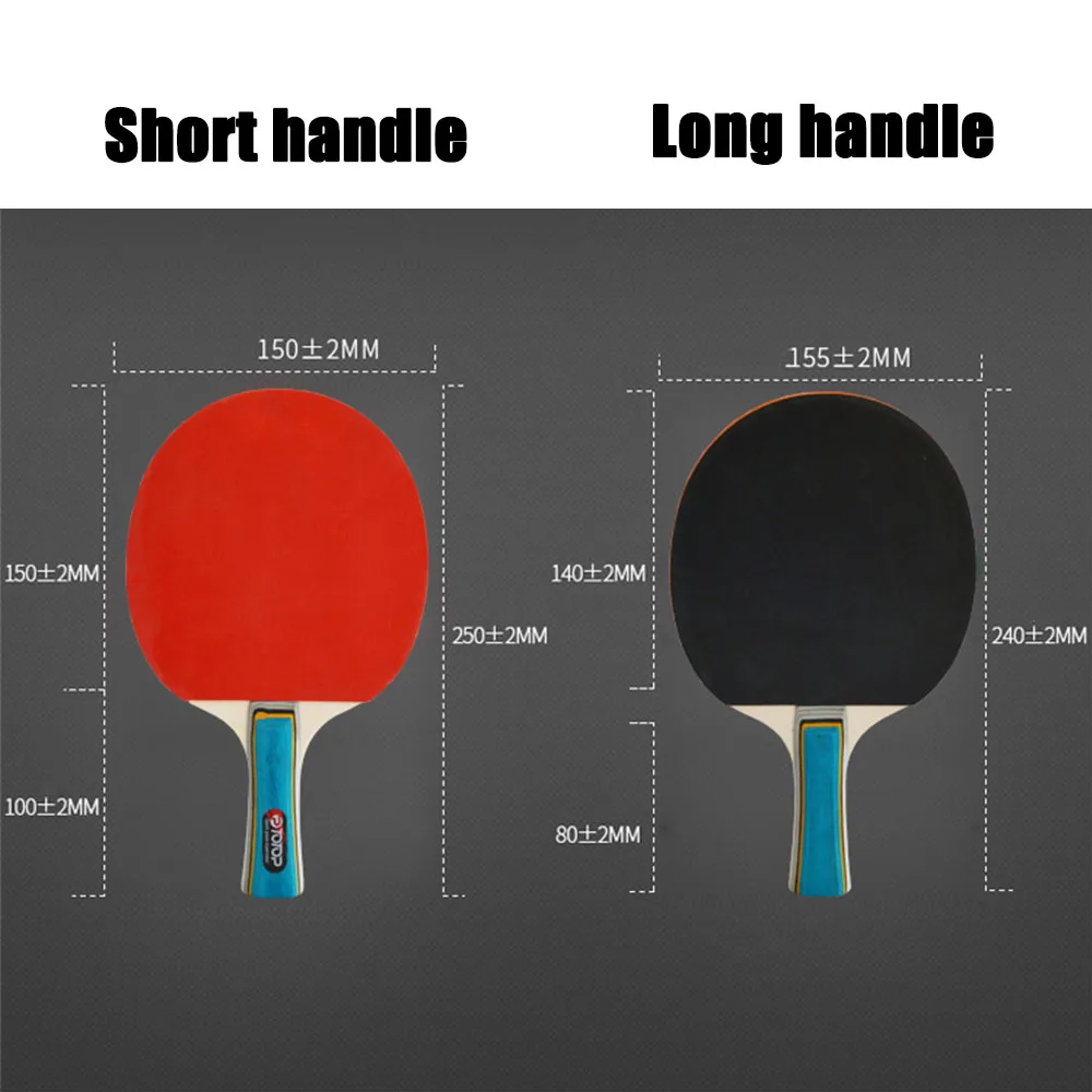 

2pcs/lot Table Tennis Bat Racket Double Face Pimples In Long Short Handle Ping Pong Paddle Racket Set With 3 Balls