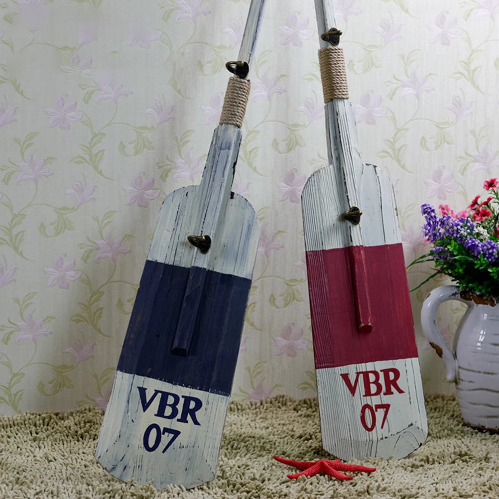 

1 шт. деревянное украшение весла настенное украшение весло морское античное с крючками (случайный цвет и стиль)