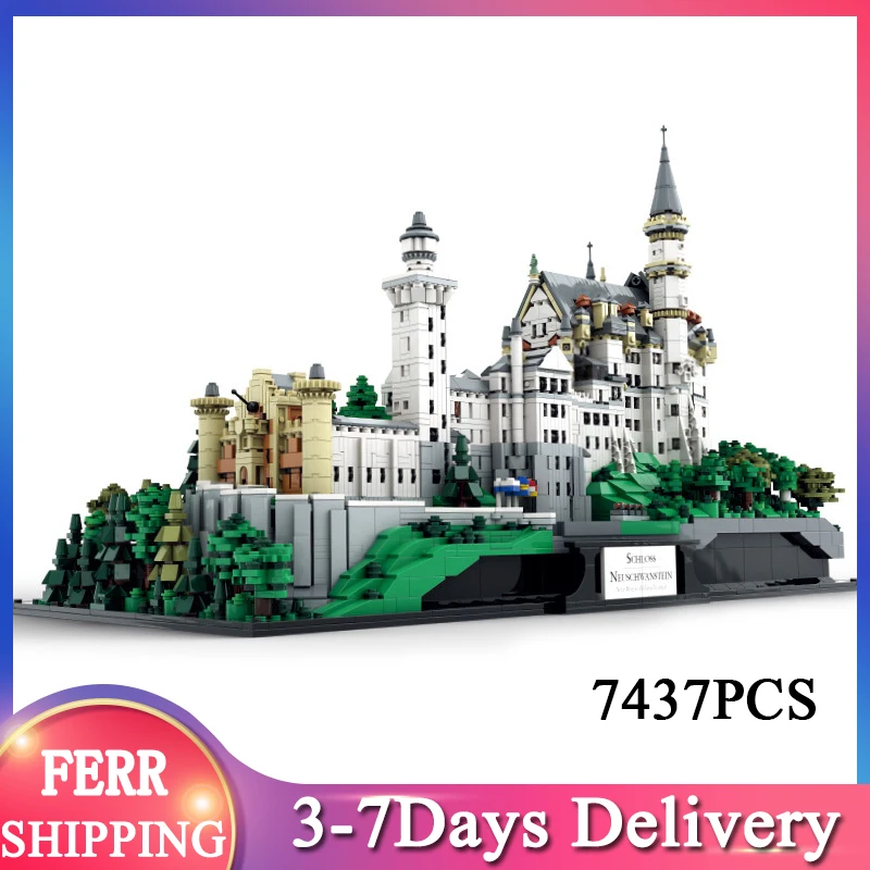 

Xingbao 05002 Roman Revival Gothic Architecture Series Germany New Swan Stone Castle Model 7437pcs Building Blocks MOC Bricks