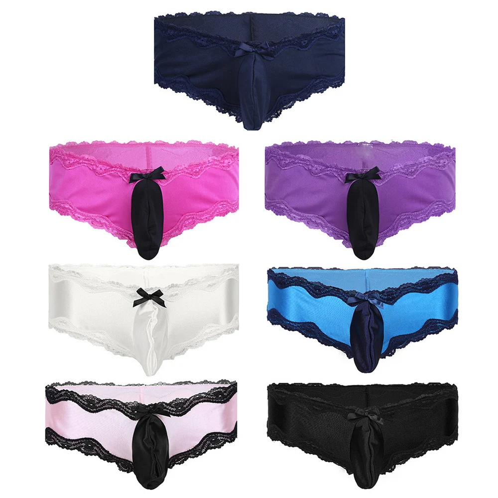 Мужские кружевные трусы TiaoBug Стрейчевые Трусики бикини из волнистой ткани